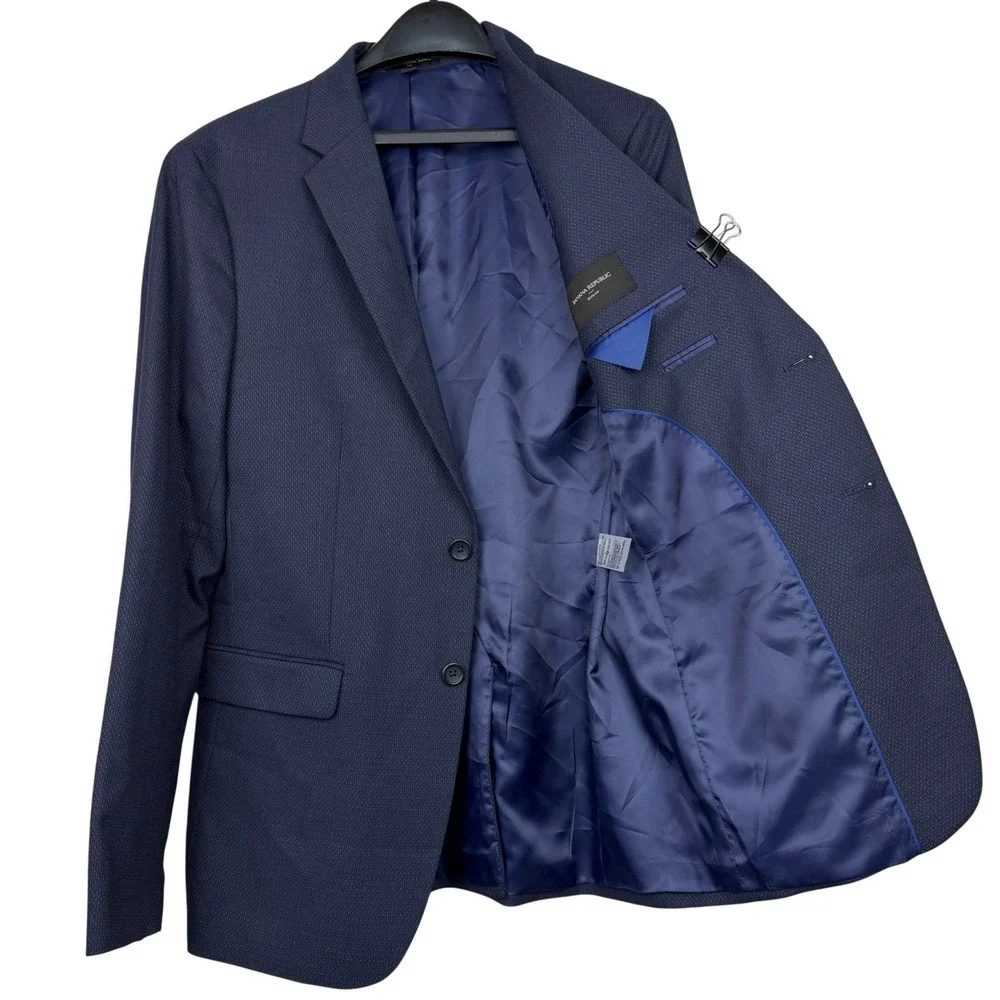 Banana Republic 40L Slim UNSTRUCTURED Stretch Blazer Sport Coat Textured Blue